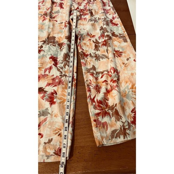 Abercrombie & Finch Linen Blend Orange Floral Pants Size L New - Picture 5 of 9